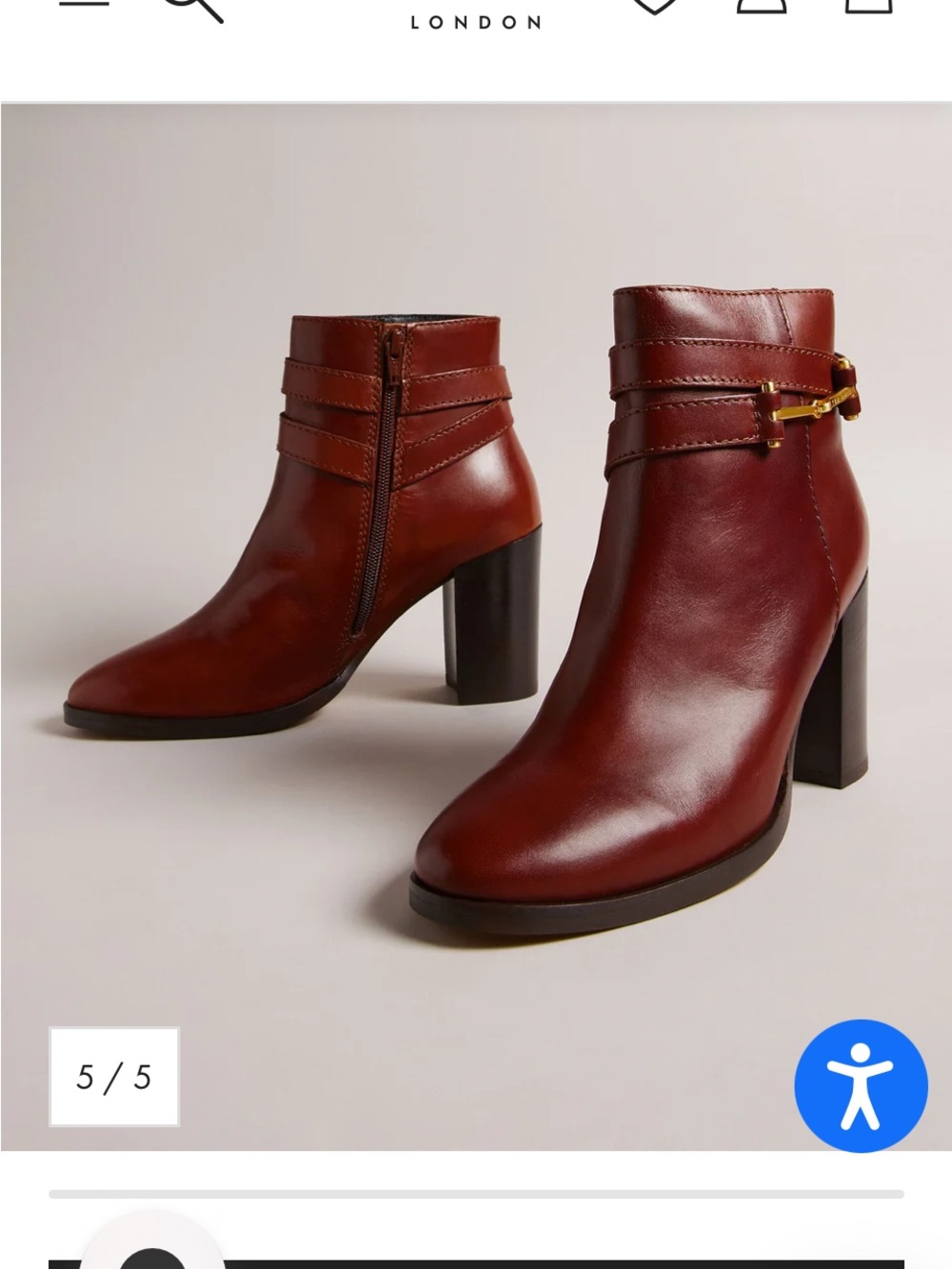 Ted Baker Burgundy Leather Ankle Boots with Gold Buckle